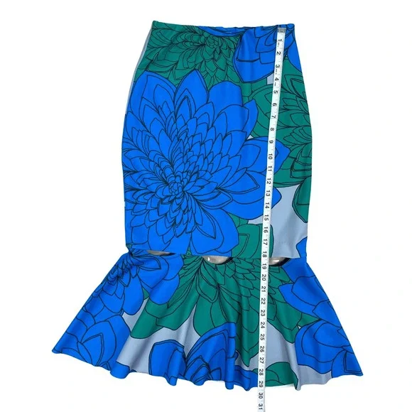 Tracy Reese Floral 2 Piece Set Womens XS Crop Top Mermaid Skirt Artsy Maximalist - Picture 16 of 16